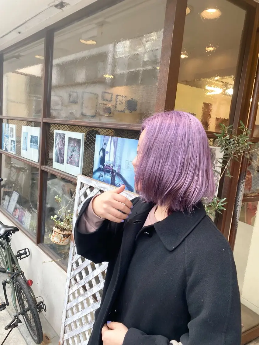 ミディアム カラー パープルカラー シルバー ウチダ ユウヤのヘアスタイル