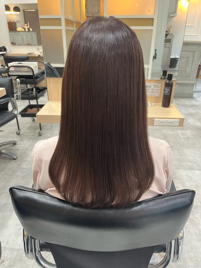 ロング カラー パーマ 髪質改善🩵艶髪 ストレート🩵山口のヘアスタイル