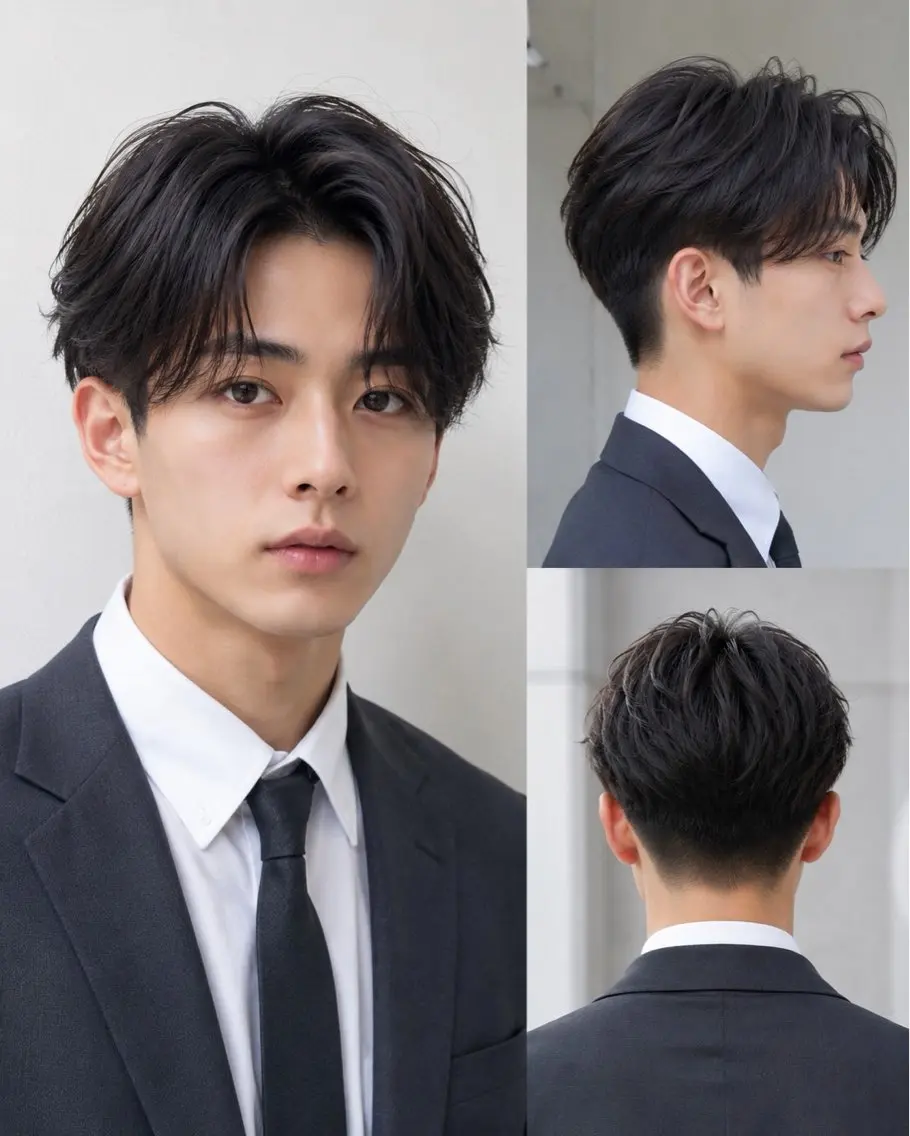 ショート メンズ メンズ就活ヘア メンズ韓国風 メンズパーマ 髪質改善 韓国風ヘア カット ヘアカラー トリートメント ha ruのヘアスタイル