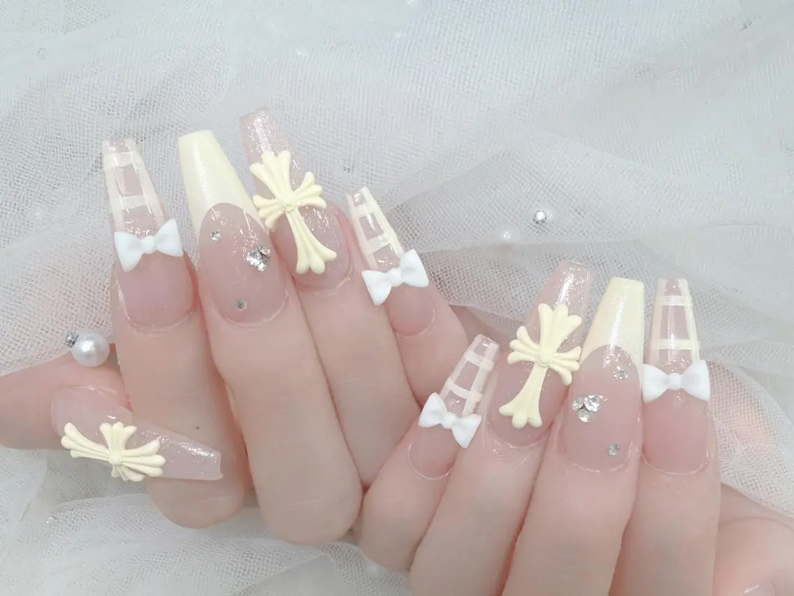 ネイル 成人式 大理石ネイル(マーブル) リボン 夏ネイル ネイルチップ ハンドネイル Mi Na Nail Salonのネイルデザイン