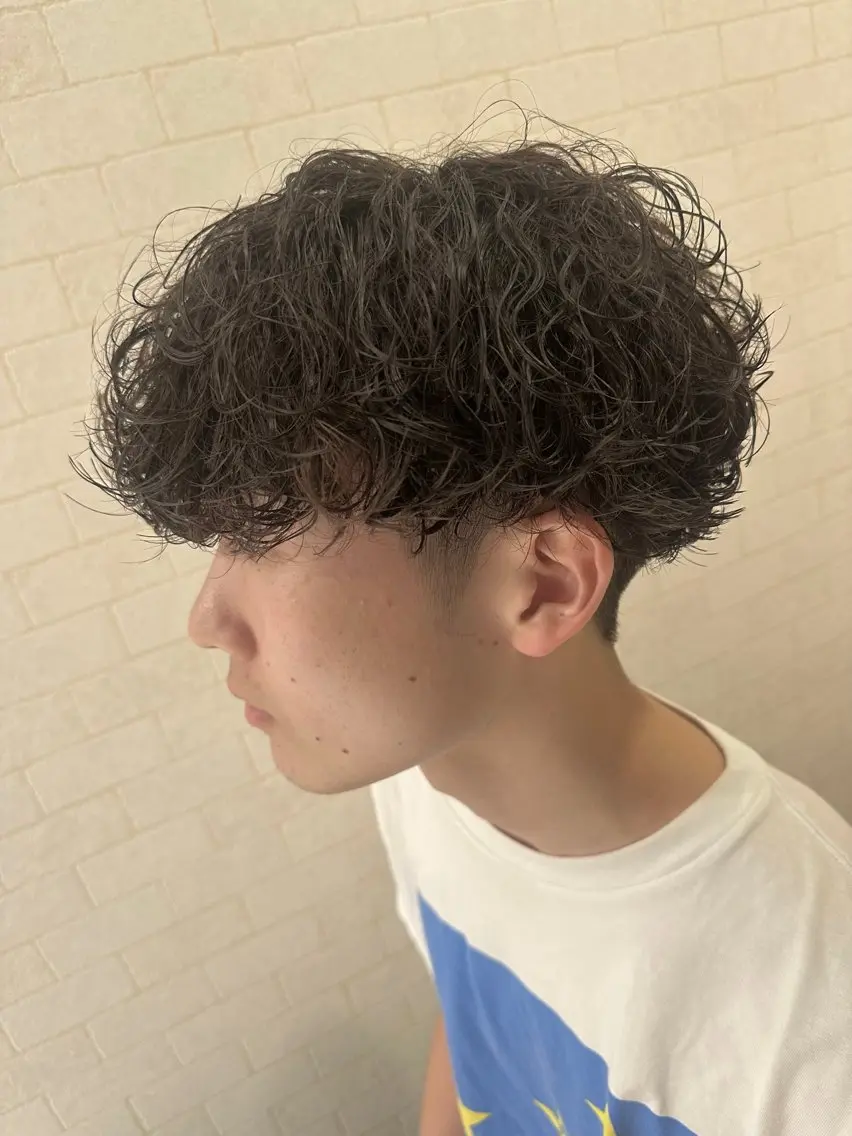 ショート パーマ メンズ メンズパーマ プードルパーマ 波巻きパーマ プードルパーマ 💈メンズ特化 美容師サキ💈のヘアスタイル