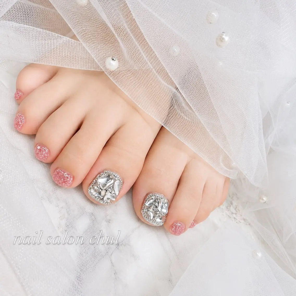 ネイル ラメ(グリッター) ピンク chul nail 🎀azukiのネイルデザイン