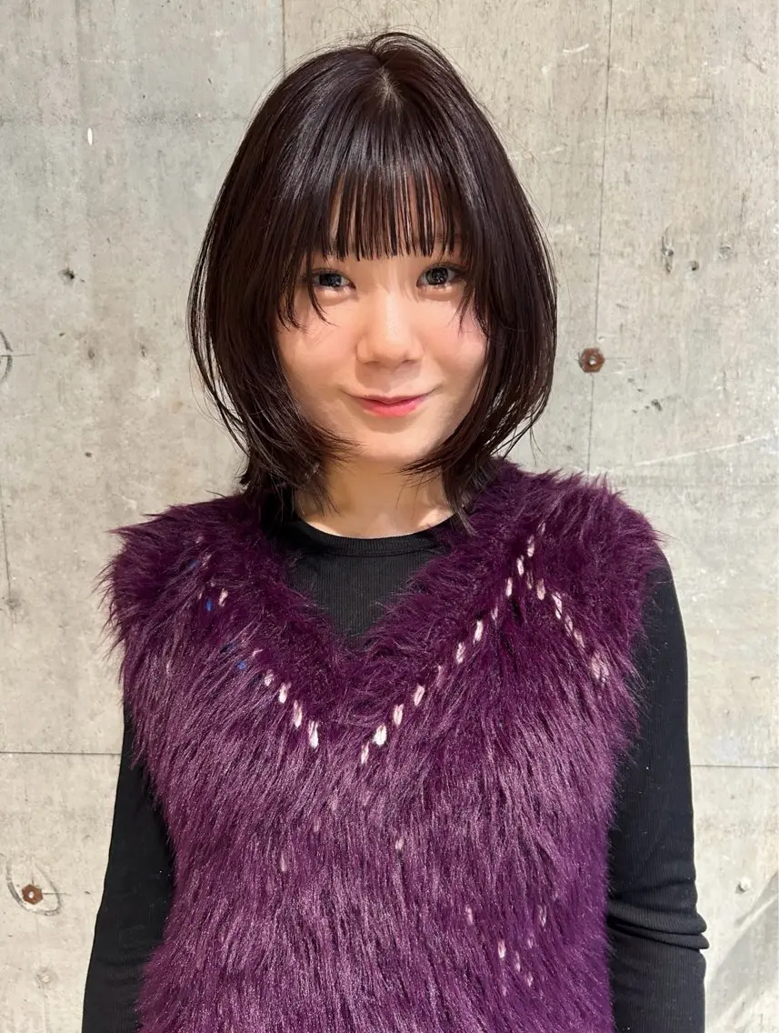 ミディアム カラー ブラウンカラー ピンクカラー ピンクブラウン 顔まわりレイヤー レイヤーカット カット ヘアカラー トリートメント 髪質改善/レイヤー/ お顔まわり/Ami.のヘアスタイル
