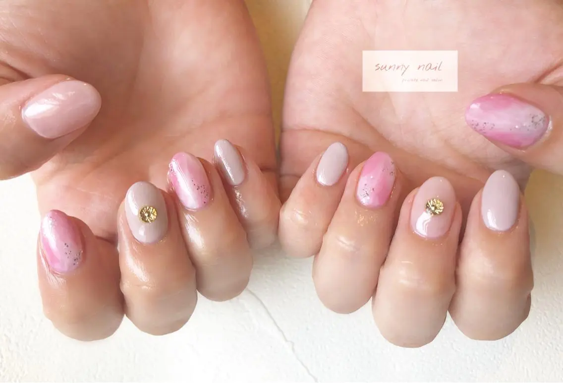 ネイル ブラウン ジェルネイル 大理石ネイル(マーブル) ニュアンスネイル パラジェル sunny nailのネイルデザイン