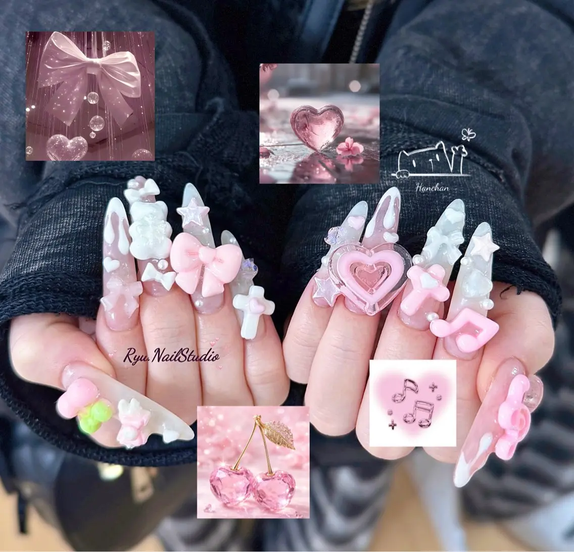 ゴテゴテネイル➕長さ出し10本➕デザイン持ち込み➕アートやり➕パーツ付け放題の写真