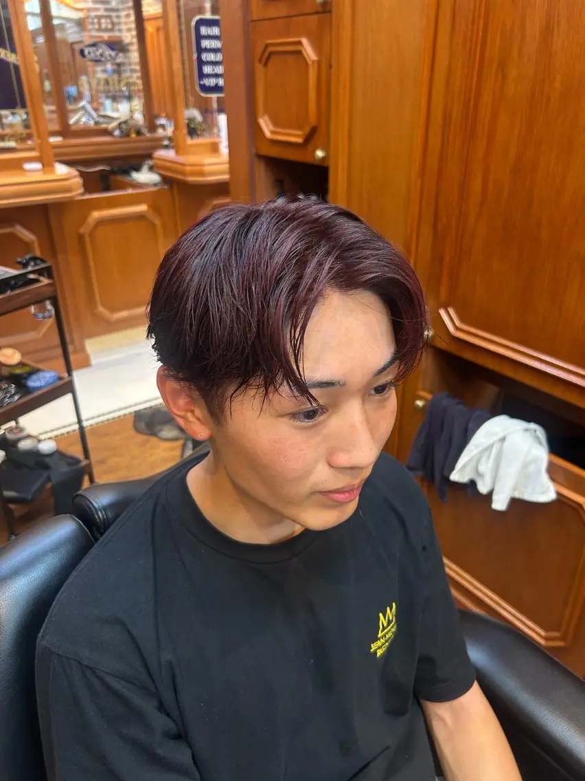 セミロング カラー メンズ センターパート ツーブロック 刈り上げ Mr. Hayaのヘアスタイル