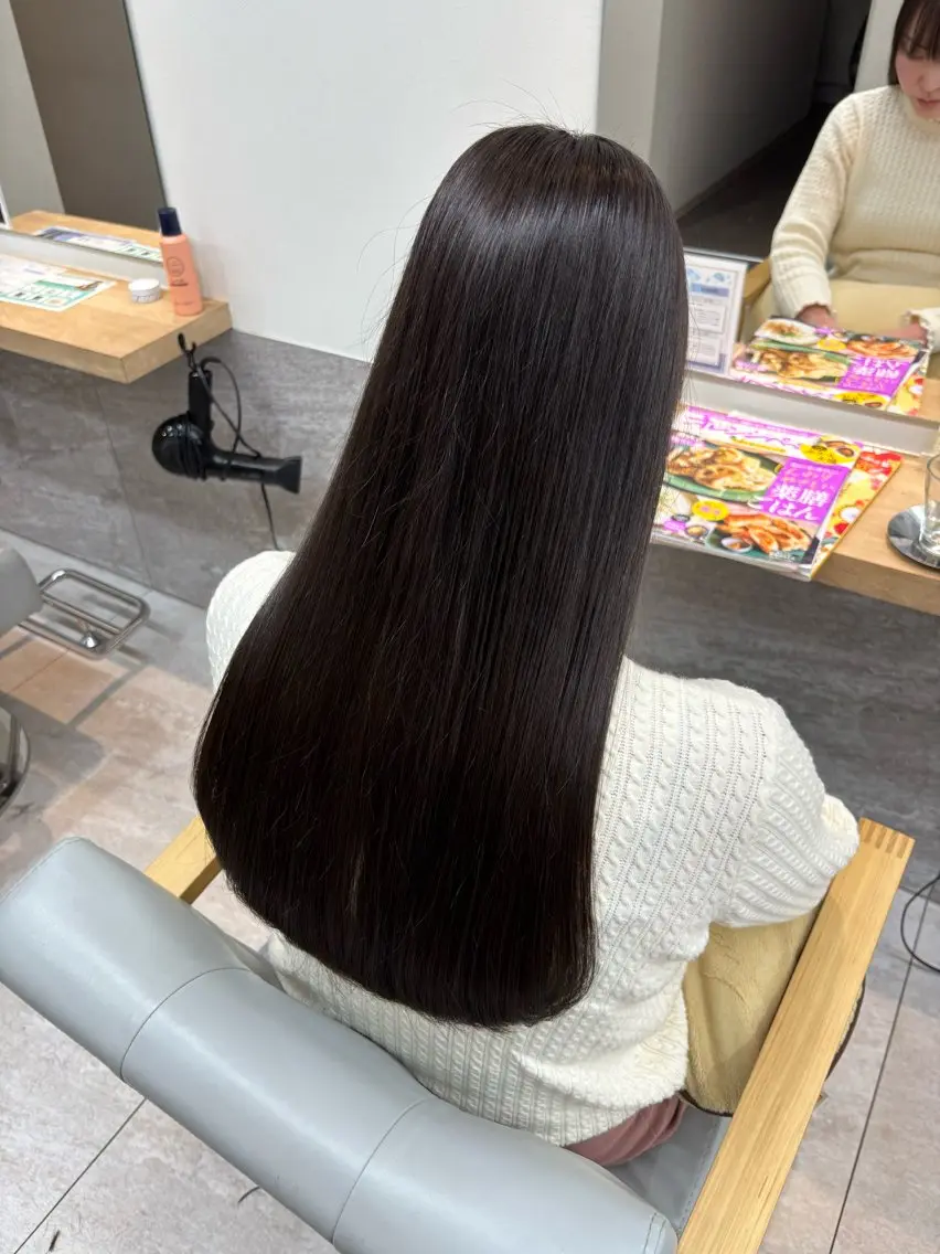 ロング カラー 縮毛矯正 トリートメント 🍀あんず Nosh/博多のヘアスタイル