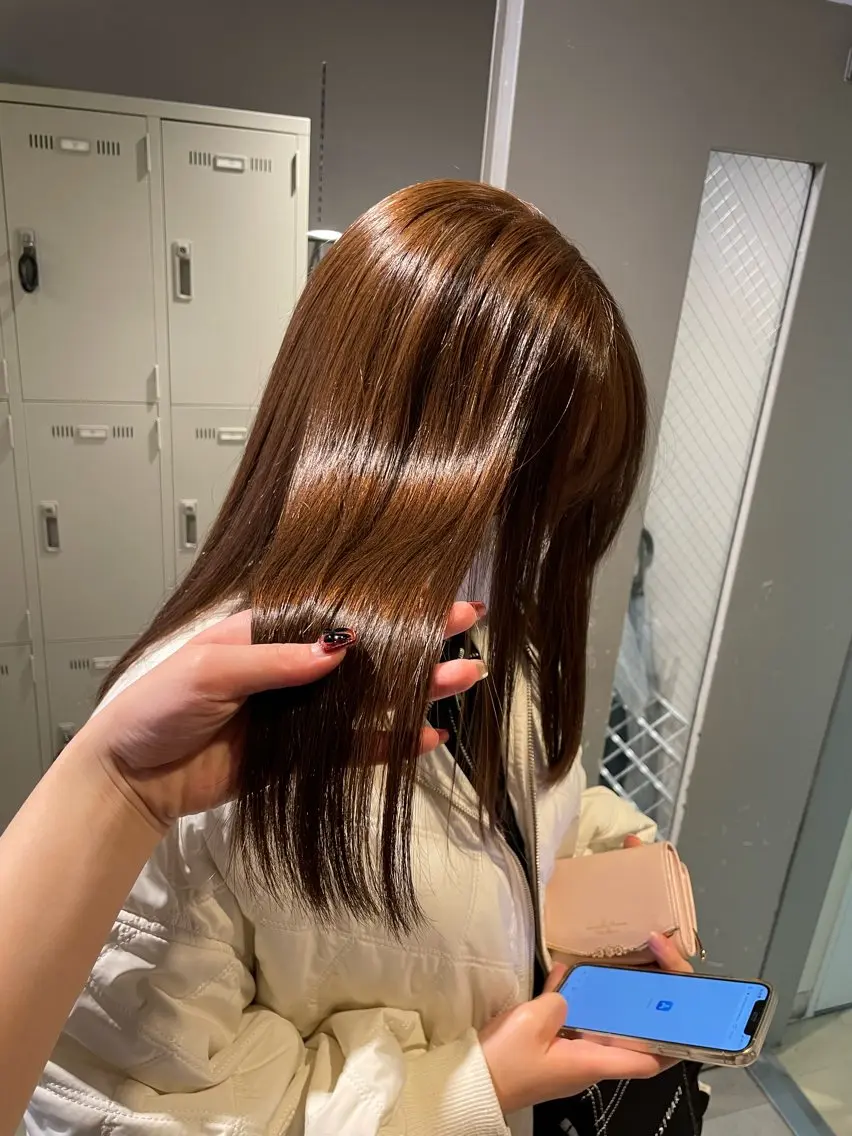 セミロング カラー ヘアアレンジ ヘアカラー トリートメント ヘアセット 💗横浜美容室 💗HARUNAのヘアスタイル