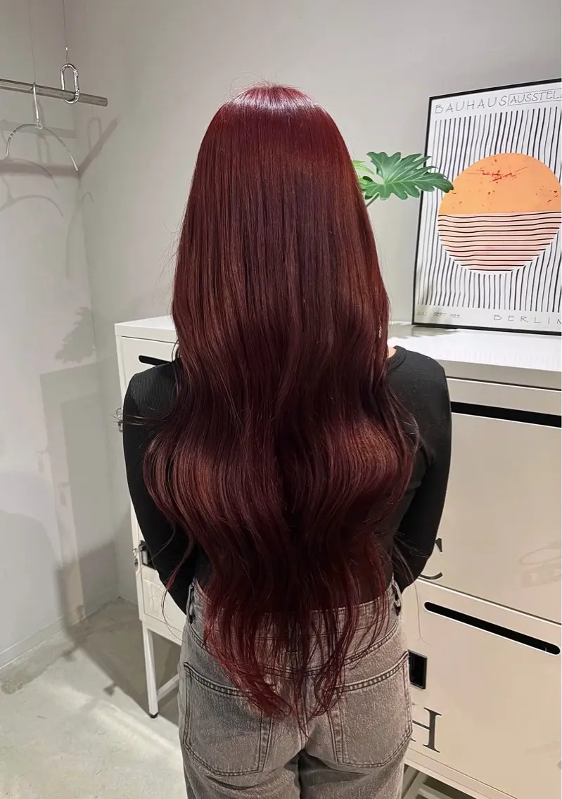 ロング カラー ブリーチ ラベンダーカラー ブリーチなしカラー レッドカラー ヘアカラー haruki/ wakanaのヘアスタイル