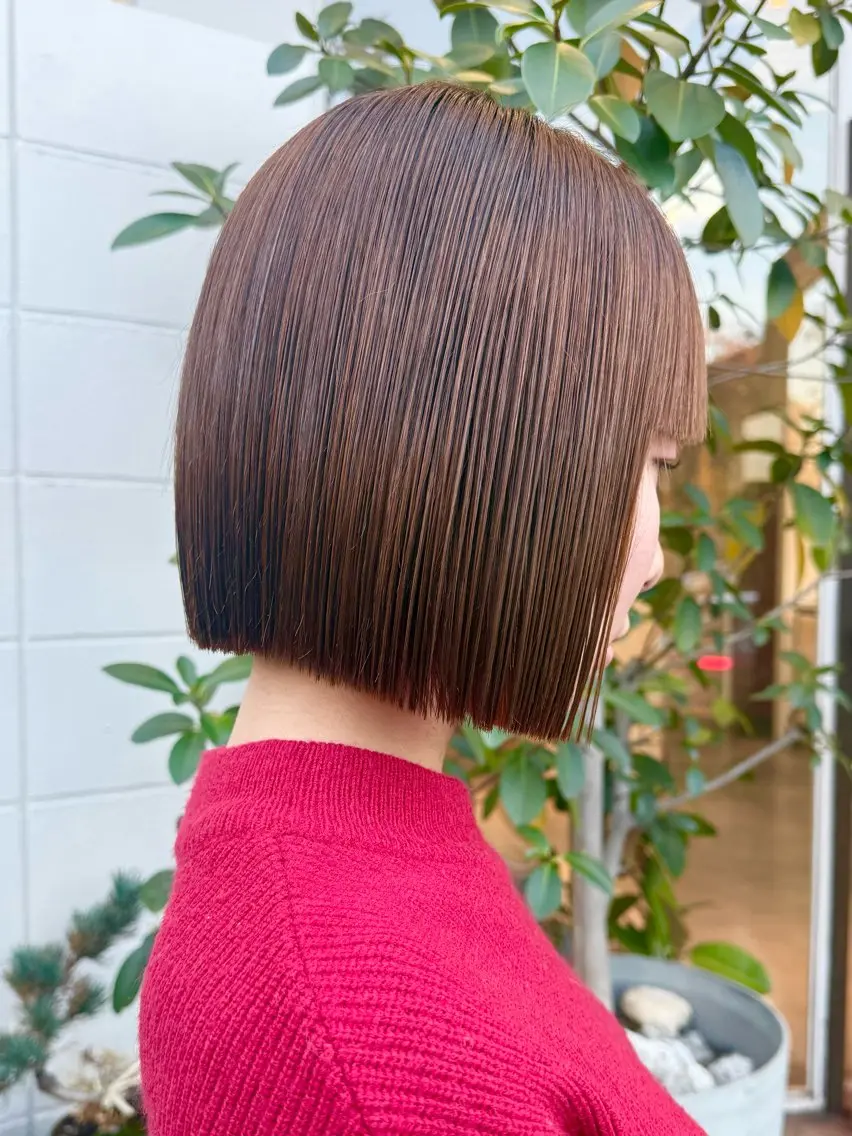 ミディアム カラー カット ヘアカラー トリートメント 角岡 真帆/ボブ/髪質改善のヘアスタイル