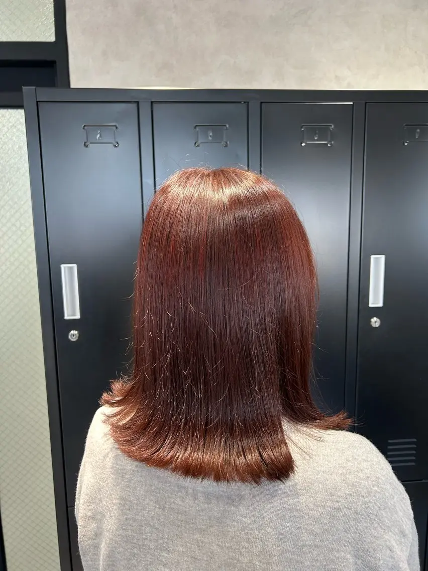 ミディアム カラー レッドカラー 髪質改善 ヘアカラー .Xian /高槻/モデル募集のヘアスタイル