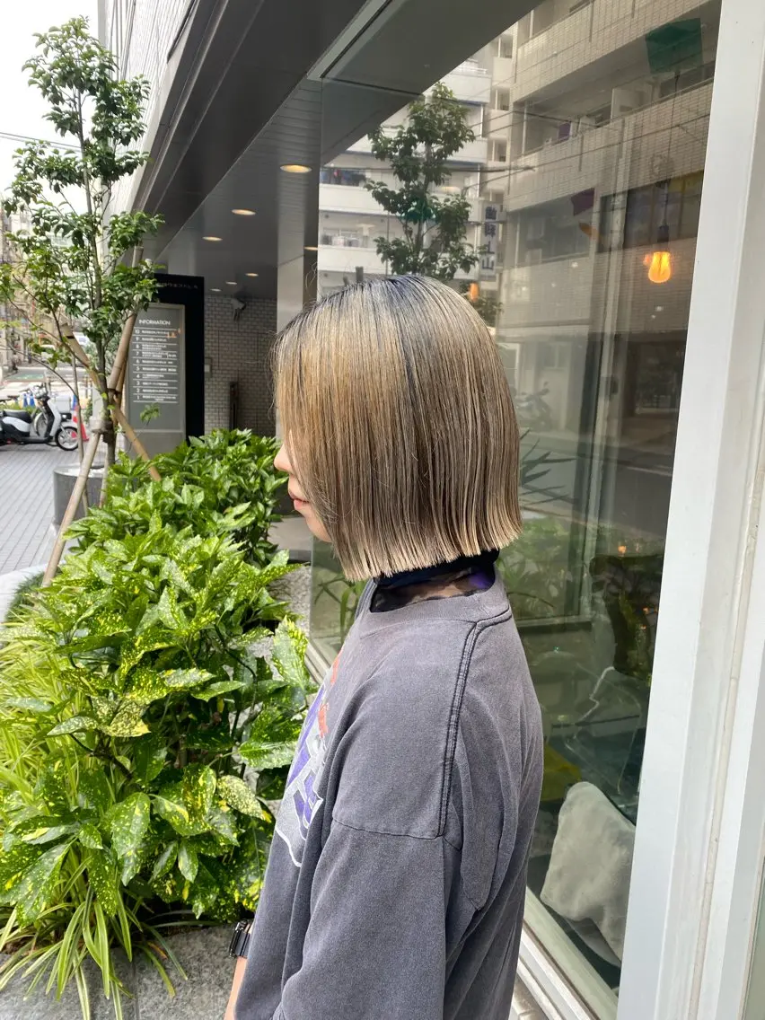 ショート カラー 切りっぱなしボブ ブリーチ ブロンド ケアブリーチ ボブ Riganuts王子 Hayato✂︎のヘアスタイル