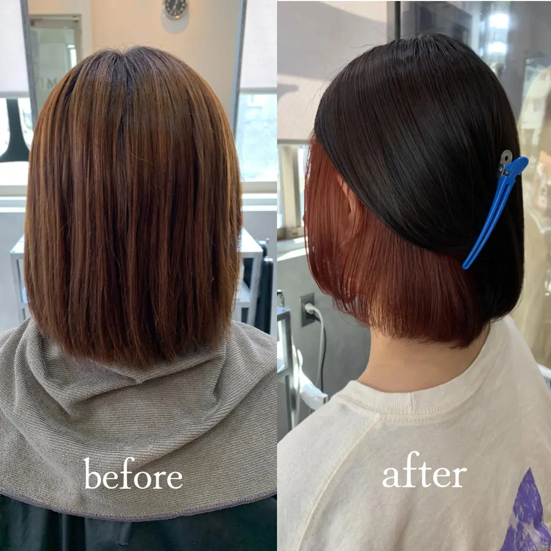 ショート カラー ヘアアレンジ インナーカラー ピンクカラー ピンクパープル パープルカラー VIM hairおもろまち店のヘアスタイル