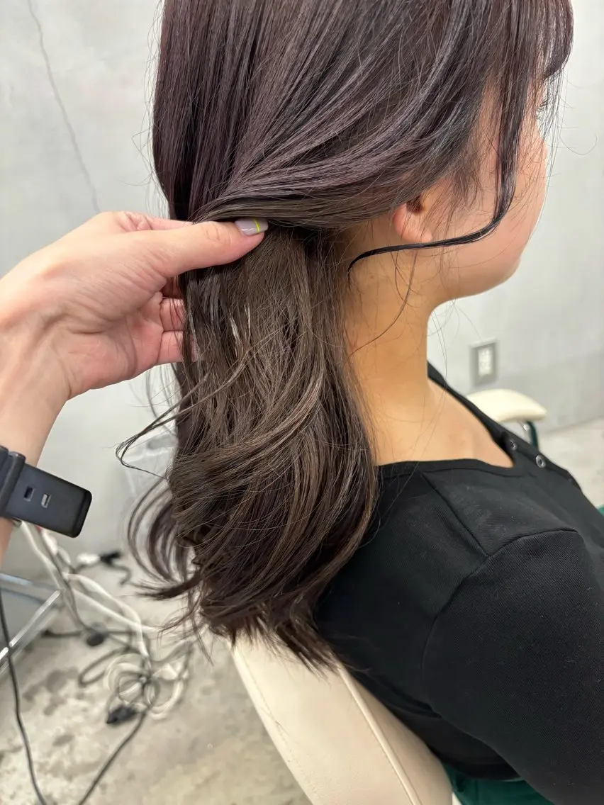セミロング カラー ブリーチ グレージュ インナーカラー ブリーチなしカラー Kaho/大阪心斎橋 ボブ/レイヤー/艶髪のヘアスタイル