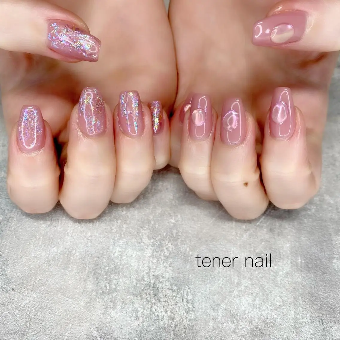 ネイル オーロラネイル ぷっくりネイル テネルネイル tener nailのネイルデザイン