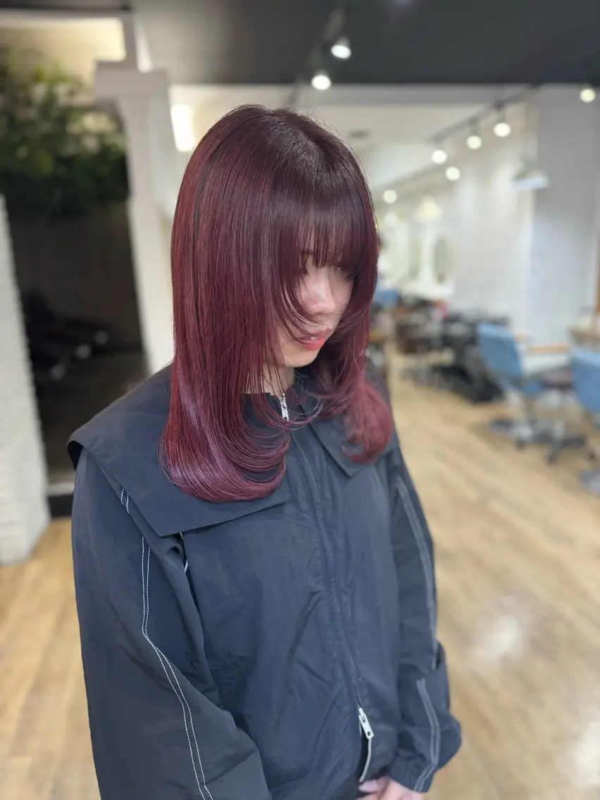 セミロング カラー ヘアアレンジ ヘアカラー トリートメント あおい 🍒暖色カラーのヘアスタイル
