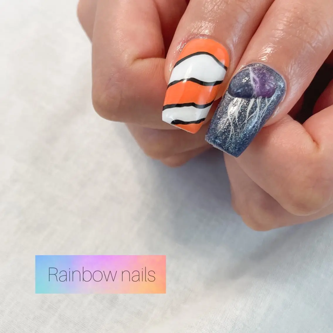 ネイル Rainbow nailsくろちゃんのネイルデザイン