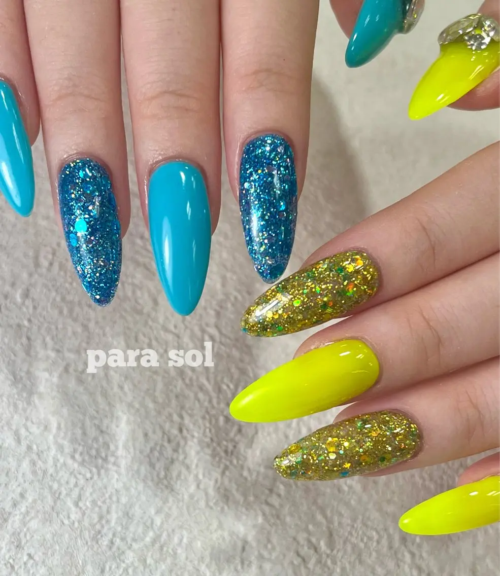 ネイル ラメ(グリッター) スカルプネイル ネイルチップ ハンドネイル フットネイル Para Sol nail Maoのネイルデザイン