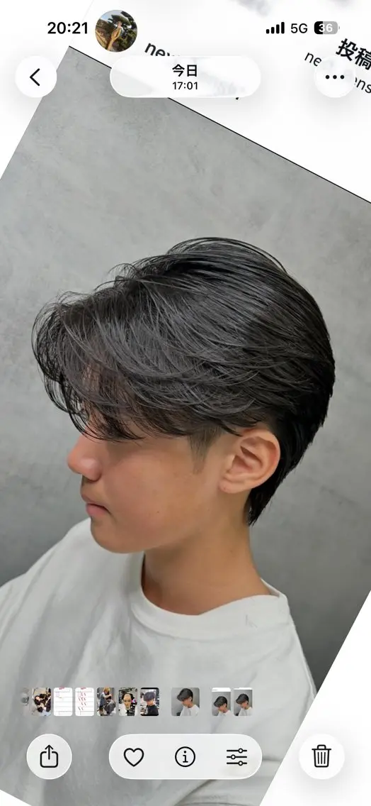 メンズ センターパート カット 増田 拳士のヘアスタイル