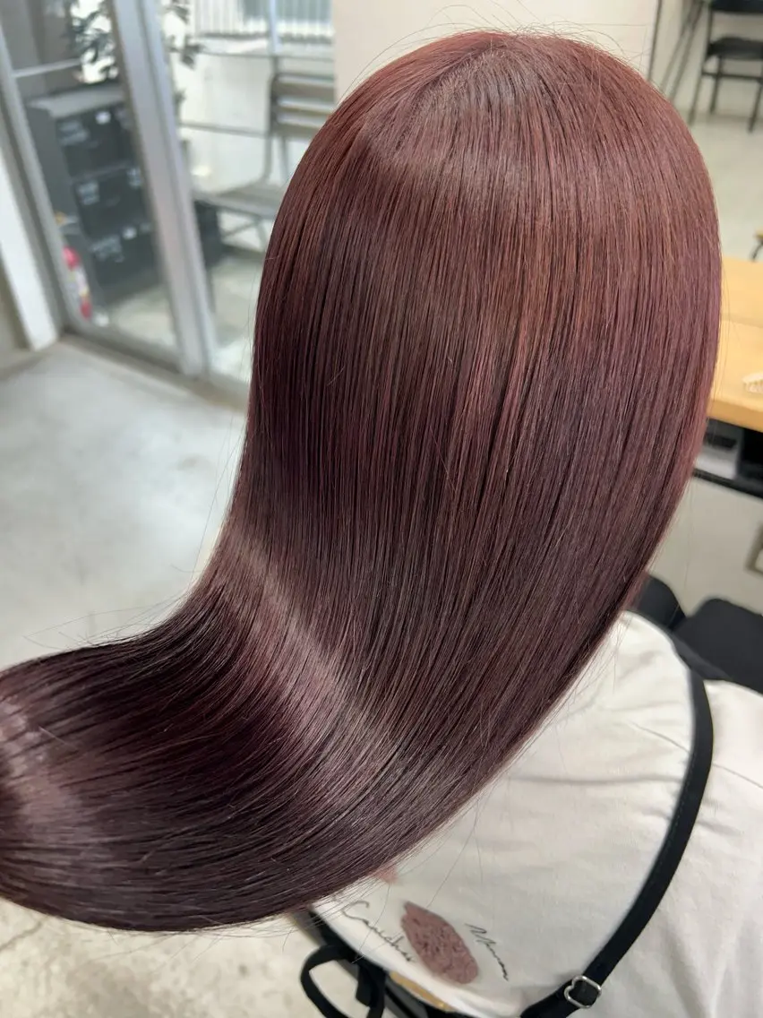 ロング カラー メンズ ブラウンカラー ピンクカラー ピンクブラウン カット ヘアカラー トリートメント 🧸艶々韓国ヘア 🧁mizunaのヘアスタイル