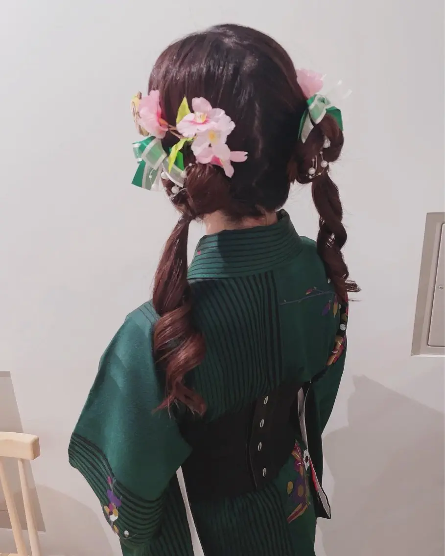 ロング ヘアアレンジ 着物ヘア 浴衣 ヘアセット 新宿三丁目アイドル ヘアメイクたでぬまのヘアスタイル