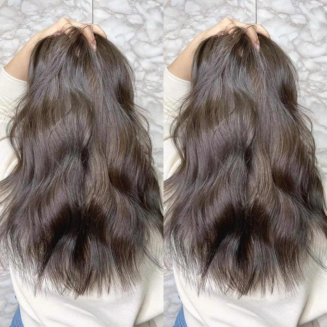 ロング カラー ブリーチ ハイトーンカラー カット ヘアカラー トリートメント ヘアセット 韓国レイヤー/ツヤ髪 🤍kosuke🤍のヘアスタイル