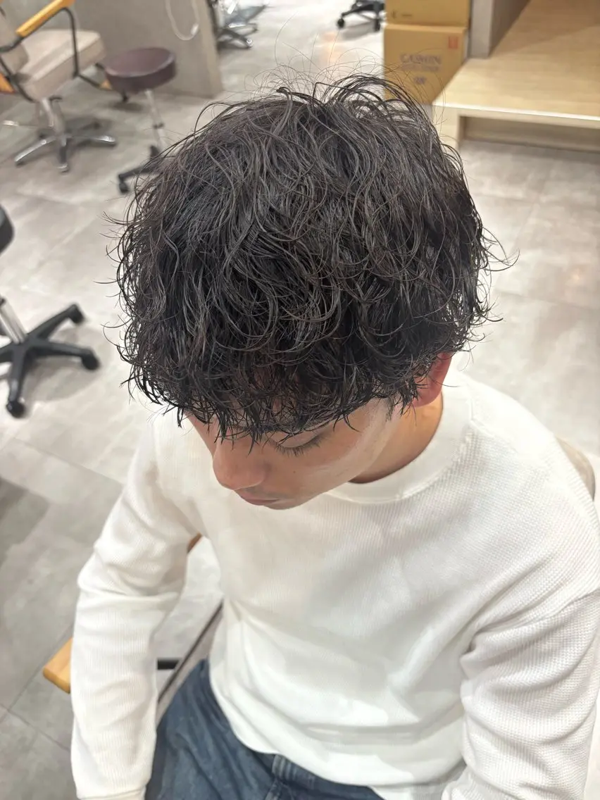 【期間限定】【カット+波巻きパーマ】+ダメージケアトリートメント【メンズ限定】🍏の写真