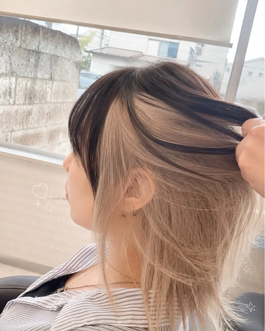 ミディアム ヘアカラー ❤️可愛いハイトーン ならMINATOのヘアスタイル