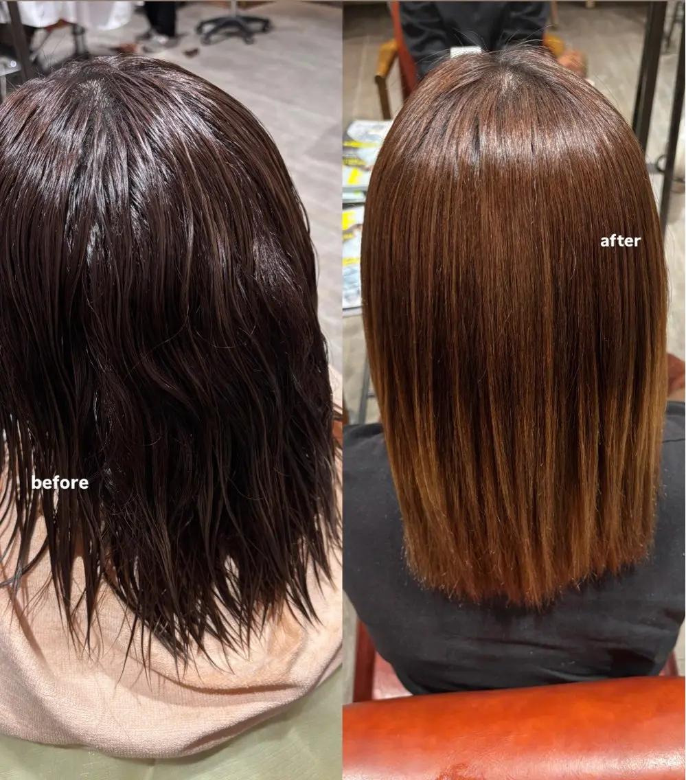 セミロング ハイライト 河田 綺香のヘアスタイル