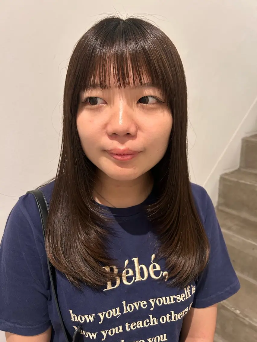 ミディアム 顔周りカット レイヤーカット 🌼*･京都美容師 enu烏丸/ハナのヘアスタイル