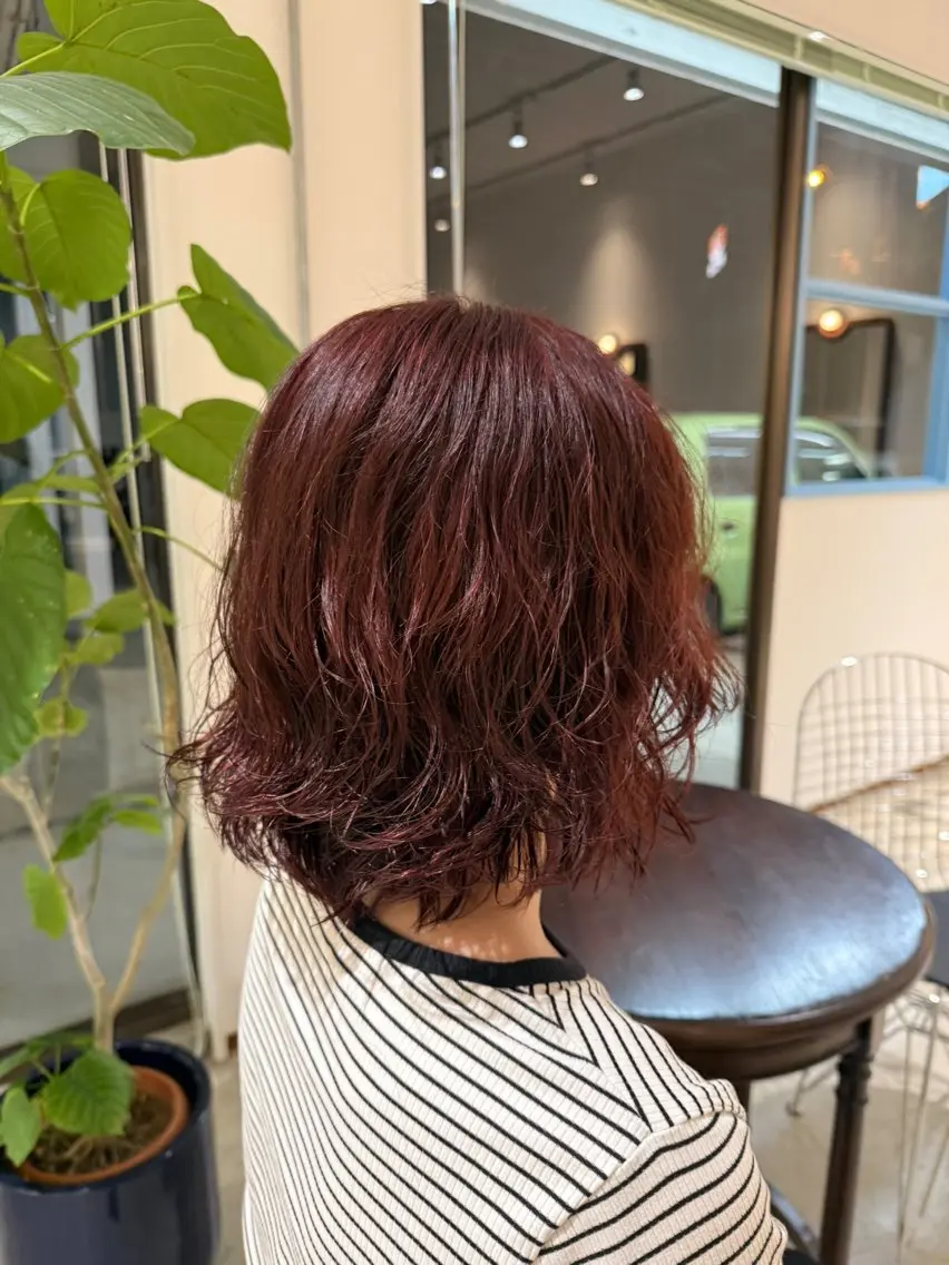 カラー カシス ピンクカラー qualia かとうたいがのヘアスタイル