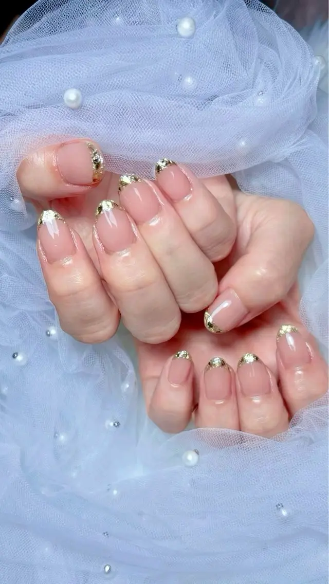 ネイル フレンチネイル ガラスフレンチ ロングネイル ショートネイル ハンドネイル 𝑬𝑹𝑰𝑲𝑨 𓂃🎀𓈒𓏸のネイルデザイン