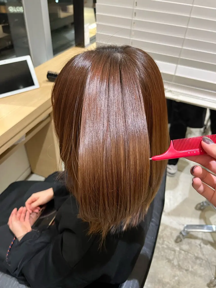 ミディアム 透明感カラー✨🩵 韓国ヘアkanatoのヘアスタイル