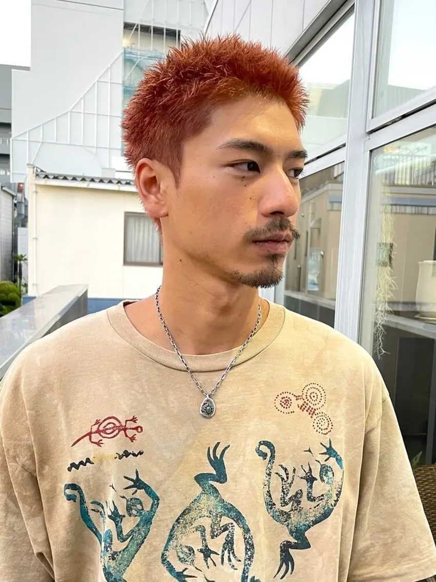 ショート カラー メンズ ブリ—チ🎨パ—マ 🌿表参道ちえ🌿のヘアスタイル