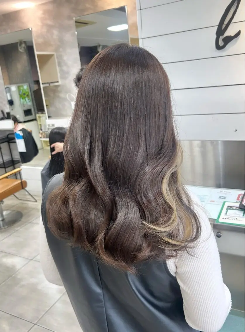 ロング カット ヘアカラー レイヤー/艶髪カラー 森本くるみのヘアスタイル