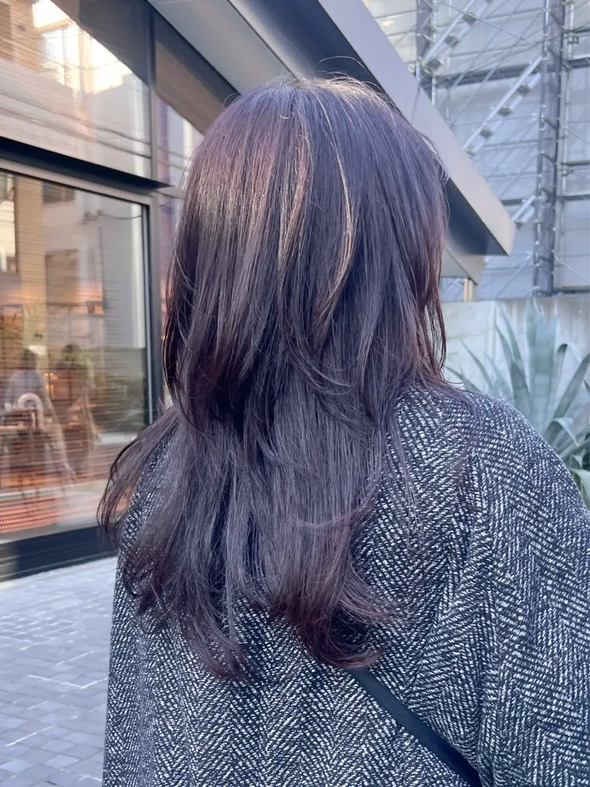 ロング カラー ブリーチ ラベンダーカラー ブリーチなしカラー レイヤーカット カット ヘアカラー トリートメント REN/レイヤー✂️ ブリーチなしカラー✨のヘアスタイル