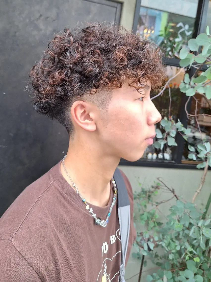 ショート パーマ メンズ カラー メンズパーマ 船引 竜将のヘアスタイル