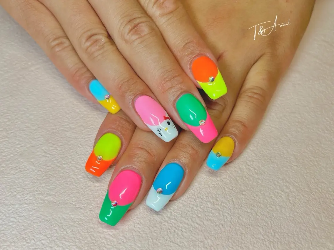 ネイル 長さ出し フレンチネイル ジェルネイル スカルプネイル 夏ネイル T&A nailのネイルデザイン