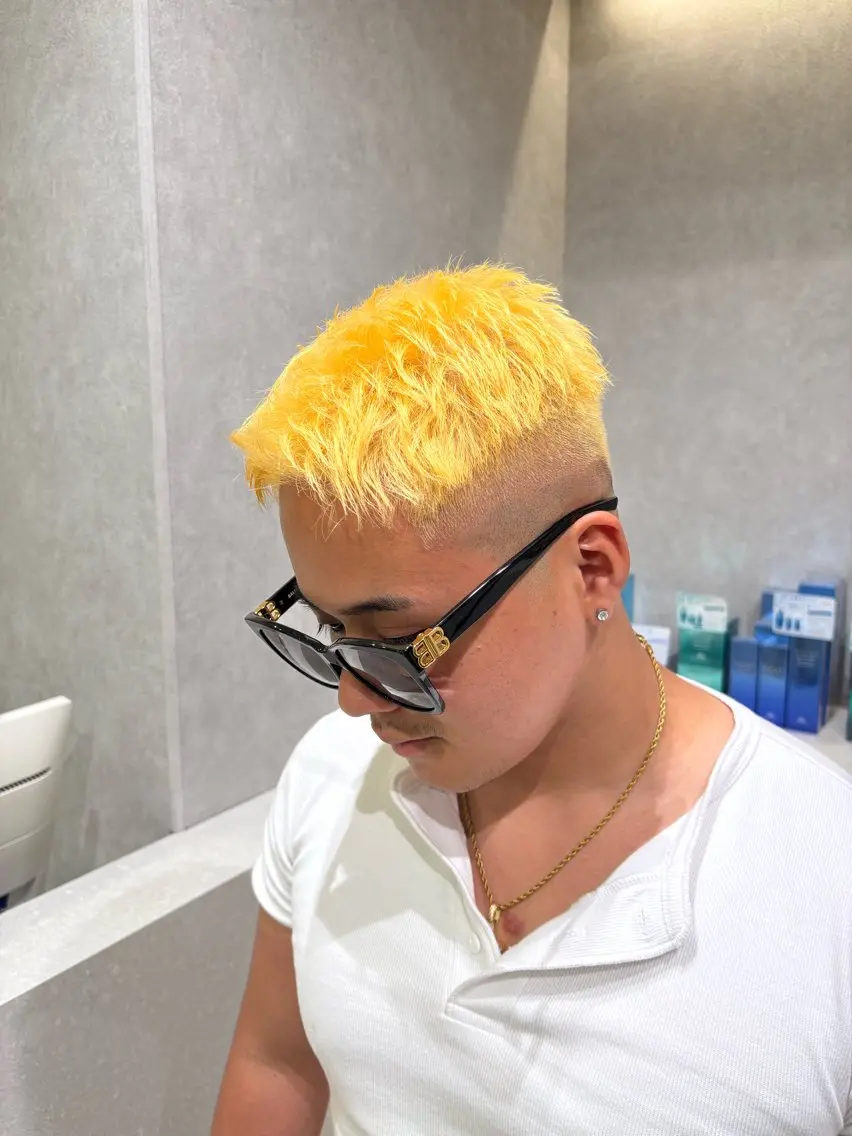 カラー メンズ ヘアカラー 縮毛矯正& 透明感カラー✨レオのヘアスタイル