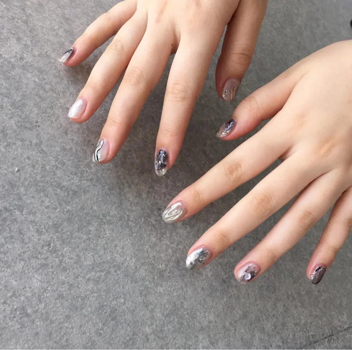 ネイル アートネイル 長さ出し ジェルネイル マットネイル ミラーネイル ハンドネイル nail salon Soeurのネイルデザイン