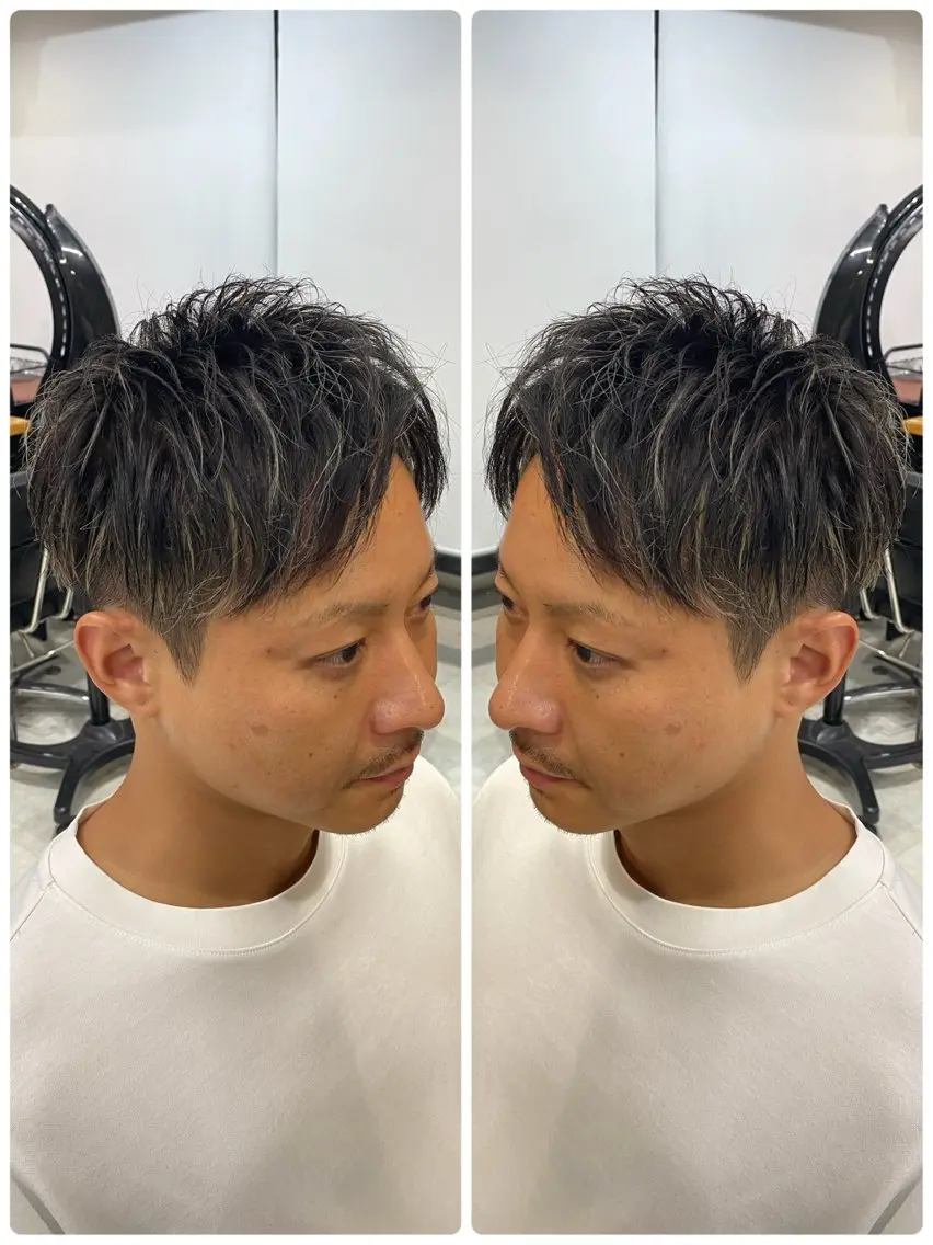 ショート カラー メンズ メンズハイライト ハイライトカラー ハイライト カット ヘアカラー 🐉『メンズ美容師』 吉田龍星🐉のヘアスタイル