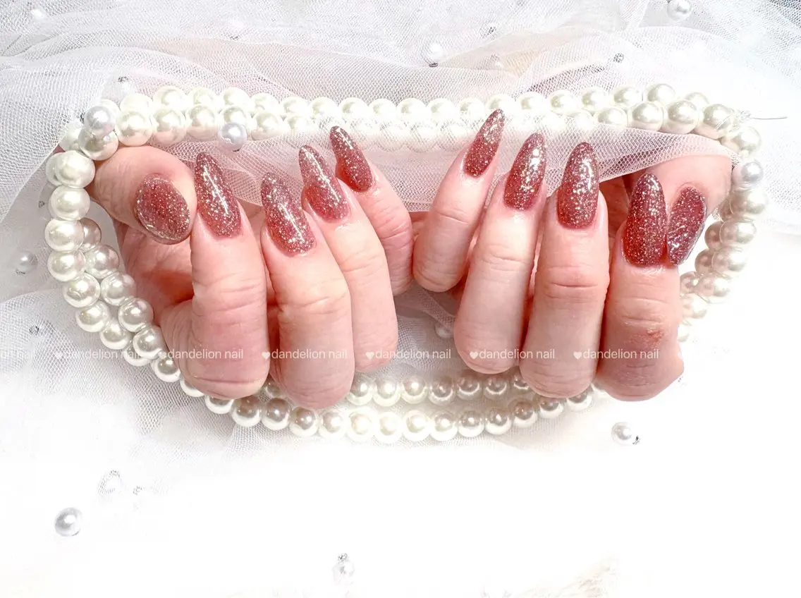 ネイル キラキラネイル ワンカラーネイル スカルプネイル ワンホンネイル dandelion nail北千住のネイルデザイン