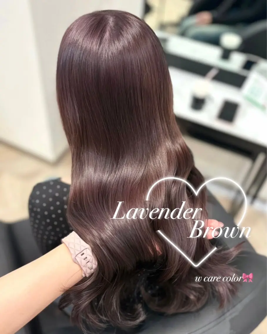 ロング カラー ブリーチ ブラウンカラー ダブルカラー ラベンダーカラー ブリーチなしカラー カット ヘアカラー 𝒎𝒐𝒆🩰 名駅/ヘアメ/暖色♡のヘアスタイル