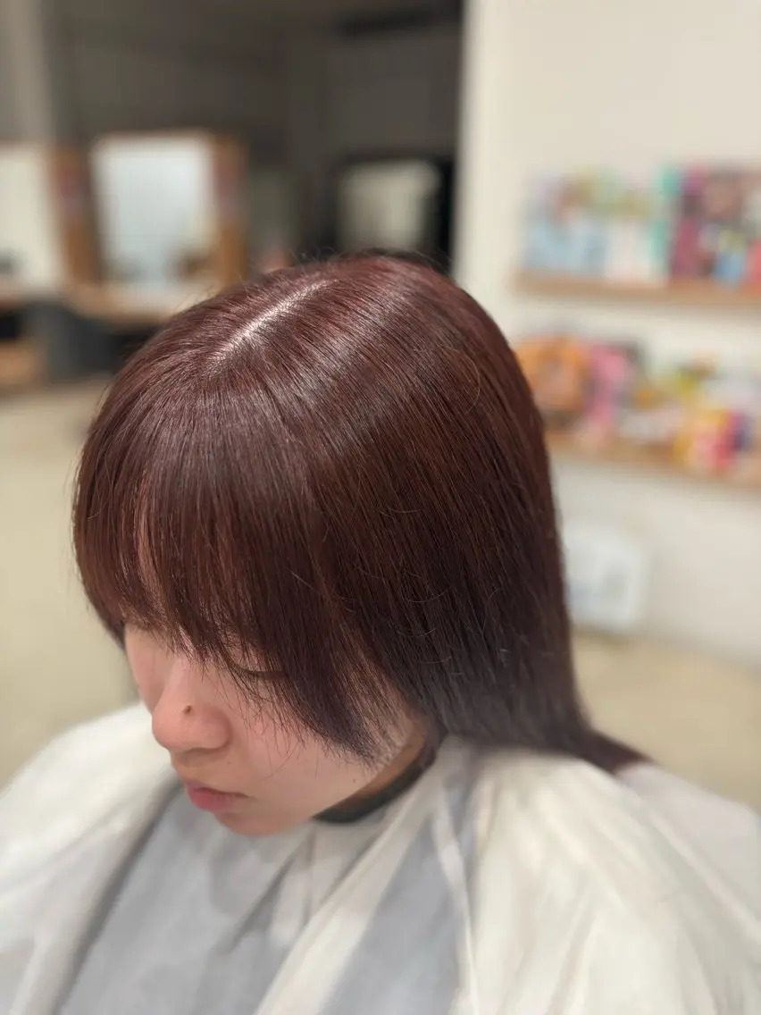 セミロング ピンクブラウン ヘアカラー 垣村 艶樹のヘアスタイル