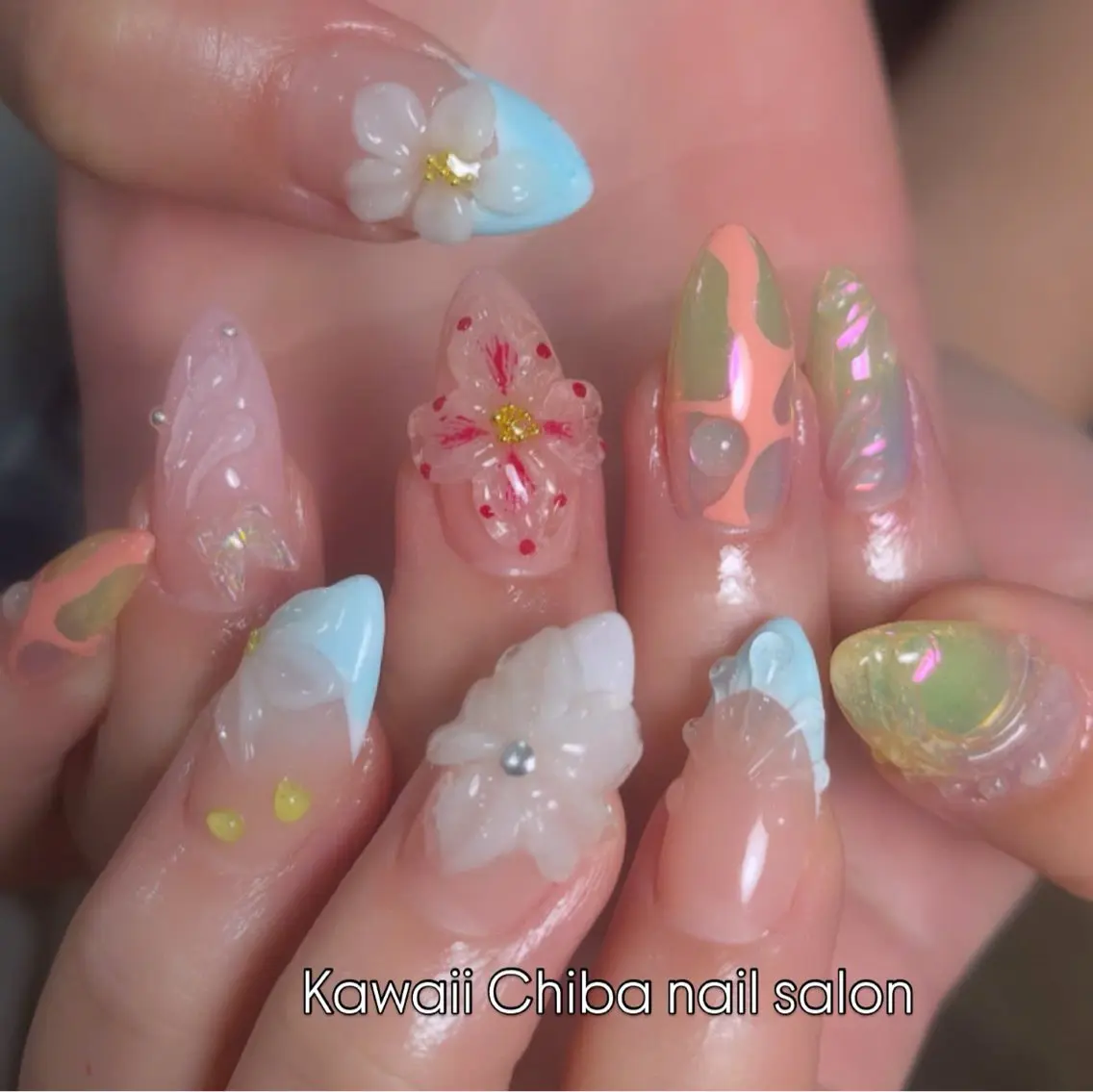 ネイル 長さ出し フレンチネイル ジェルネイル ガーリー 韓国ネイル Kawaii Chiba nailのネイルデザイン
