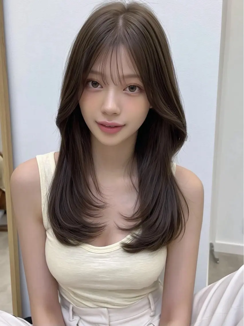 ロング くびれヘア 韓国風ヘア レイヤーカット 小顔カット カット ヘアカラー トリートメント Link mili ゆうすけのヘアスタイル