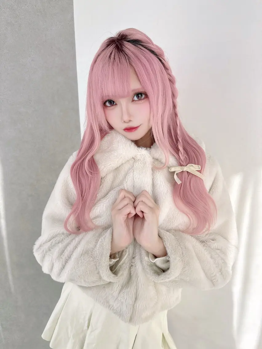 ロング カラー ヘアカラー 無料カットモデル💞 ピンク💞みどりのヘアスタイル
