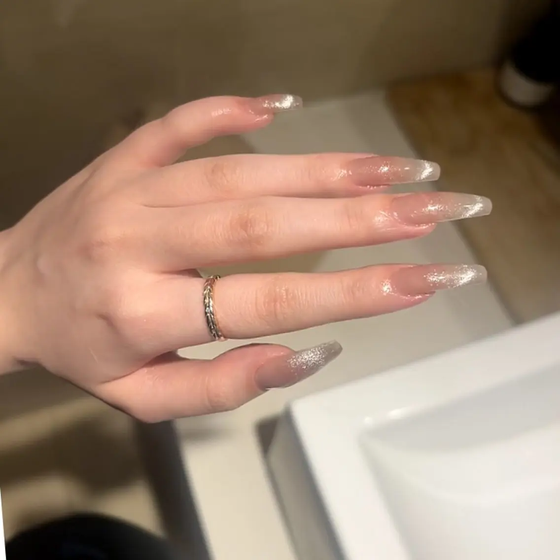 ネイル フレンチネイル ジェルネイル マグネットネイル マグネットフレンチ ニュアンスネイル ハンドネイル Lumière Nail 新大久保のネイルデザイン