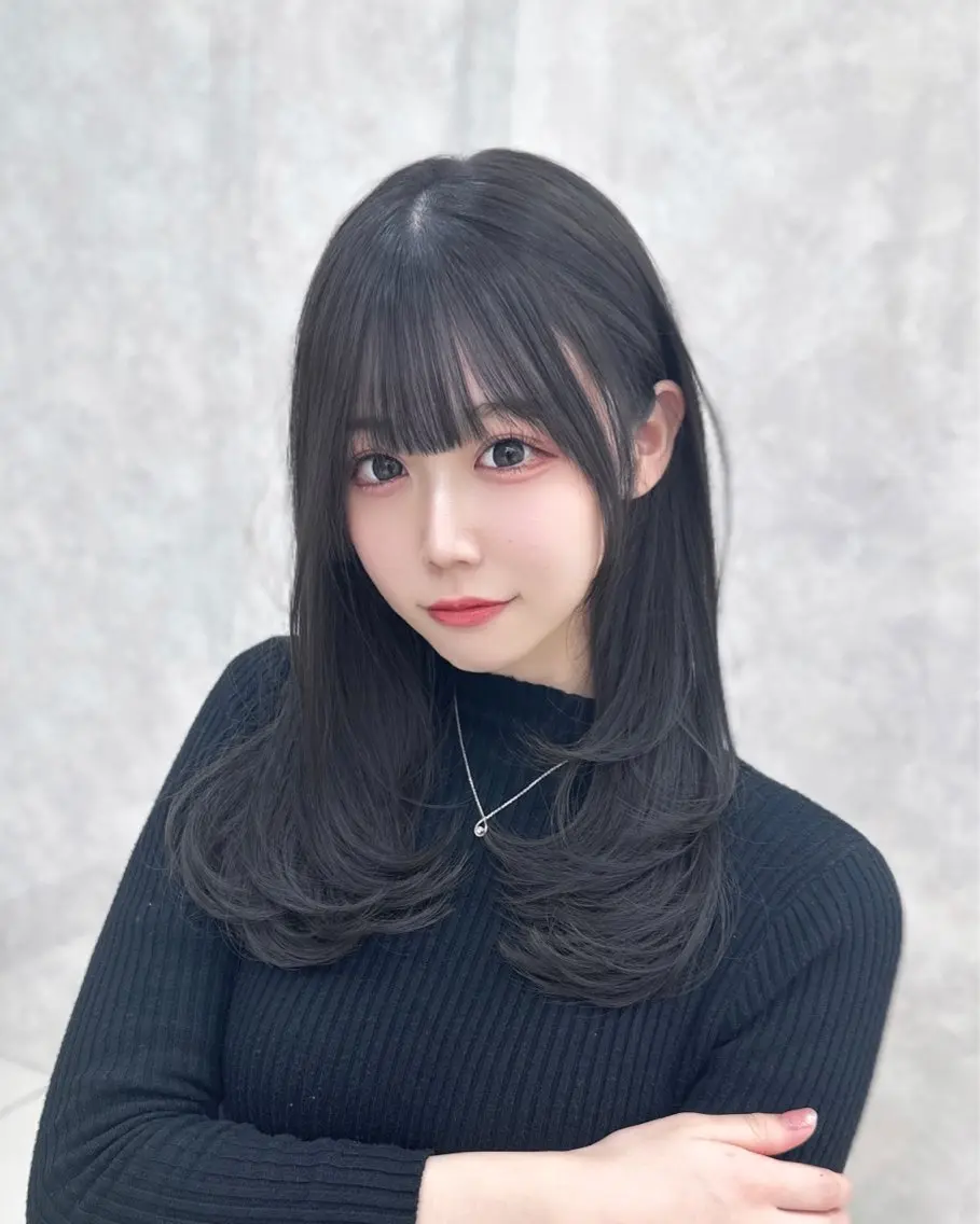 セミロング レイヤーカット カット ヘアカラー 似合わせ/レイヤー /顔まわり/池田歩樹のヘアスタイル