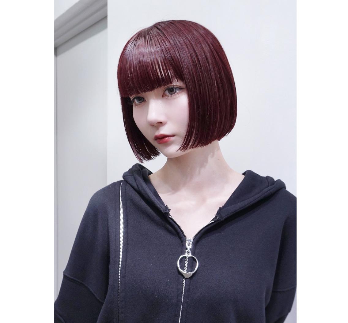 ミディアム カラー ブラウンカラー レッドカラー レッドブラウン ボブ カット ヘアカラー トリートメント ITbyALBUM 松戸のヘアスタイル